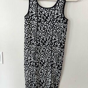 bebe Black and White Animal Print Midi Dress